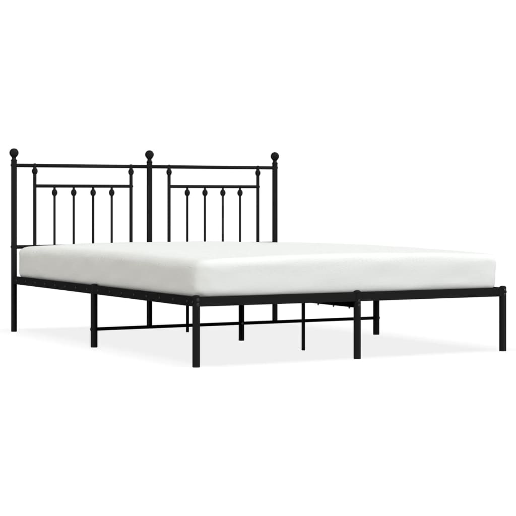 vidaXL Estructura de cama con cabecero metal negro 180x200 cm