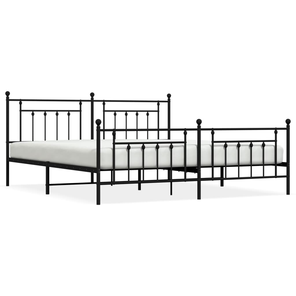 vidaXL Estructura de cama cabecero y estribo metal negro 193x203cm