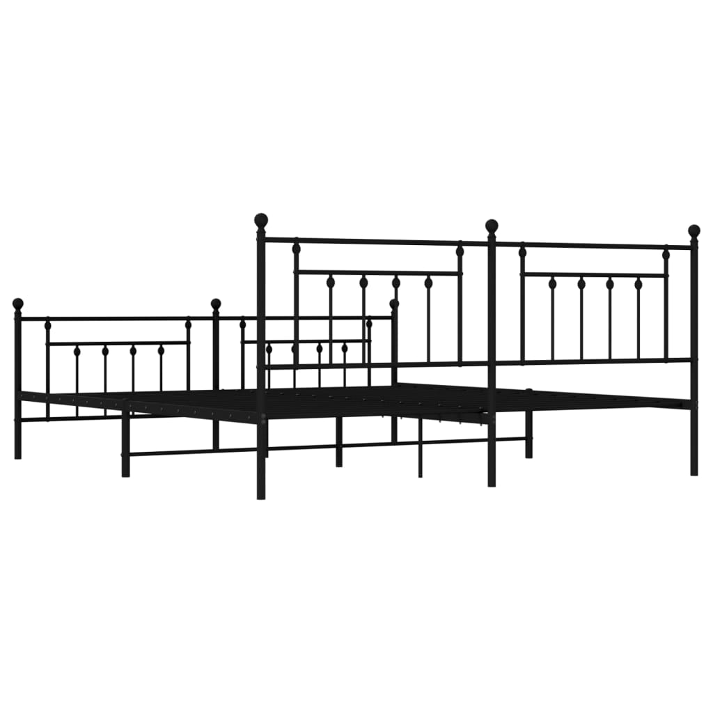 vidaXL Estructura de cama cabecero y estribo metal negro 193x203cm