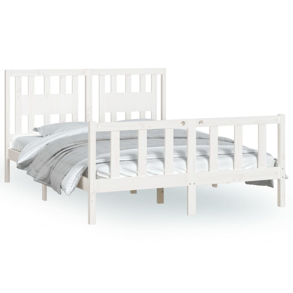 vidaXL Estructura de cama con cabecero madera pino blanco 140x200 cm