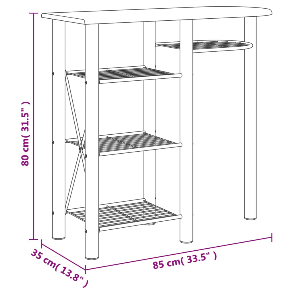 vidaXL Mesa y taburetes altos 3 pzas hierro y madera gris y marrón