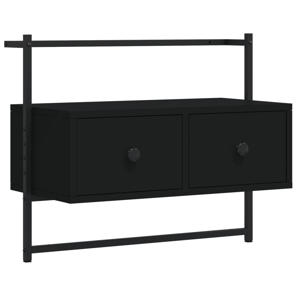 vidaXL Mueble de TV de pared madera ingeniería negro 60,5x30x51 cm