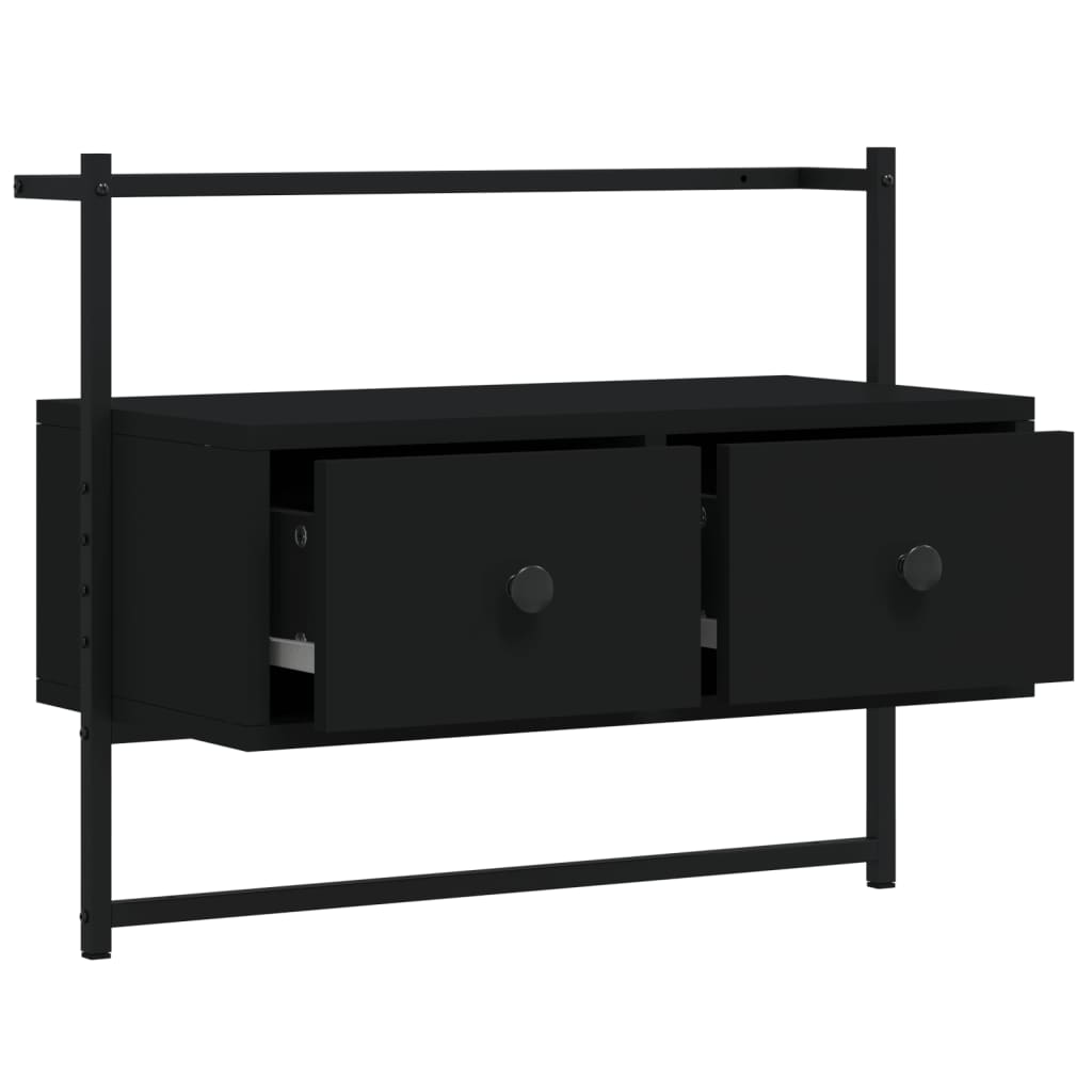 vidaXL Mueble de TV de pared madera ingeniería negro 60,5x30x51 cm