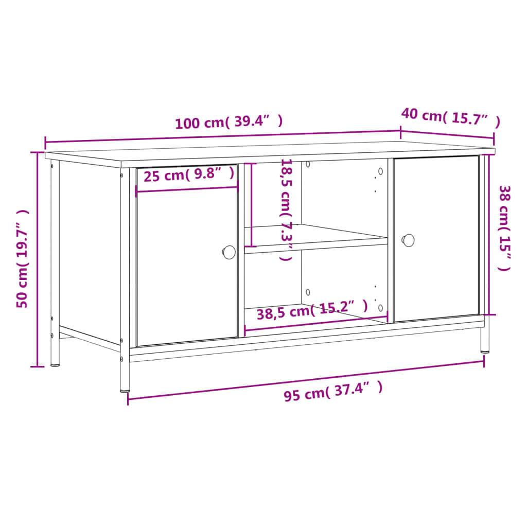 vidaXL Mueble de TV madera contrachapada gris Sonoma 100x40x50 cm