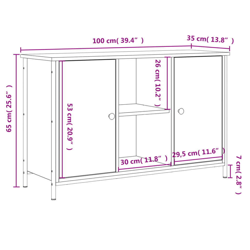 vidaXL Mueble de TV madera de ingeniería roble ahumado 100x35x65 cm