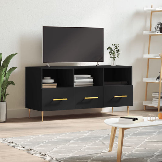 vidaXL Mueble de TV madera de ingeniería negro 102x36x50 cm