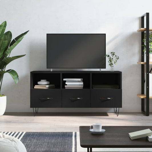 vidaXL Mueble de TV madera de ingeniería negro 102x36x50 cm