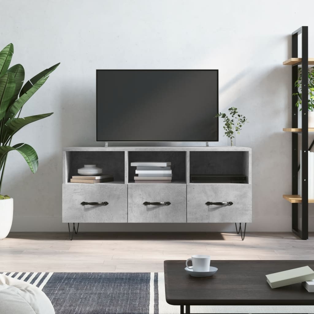 vidaXL Mueble de TV madera de ingeniería gris hormigón 102x36x50 cm