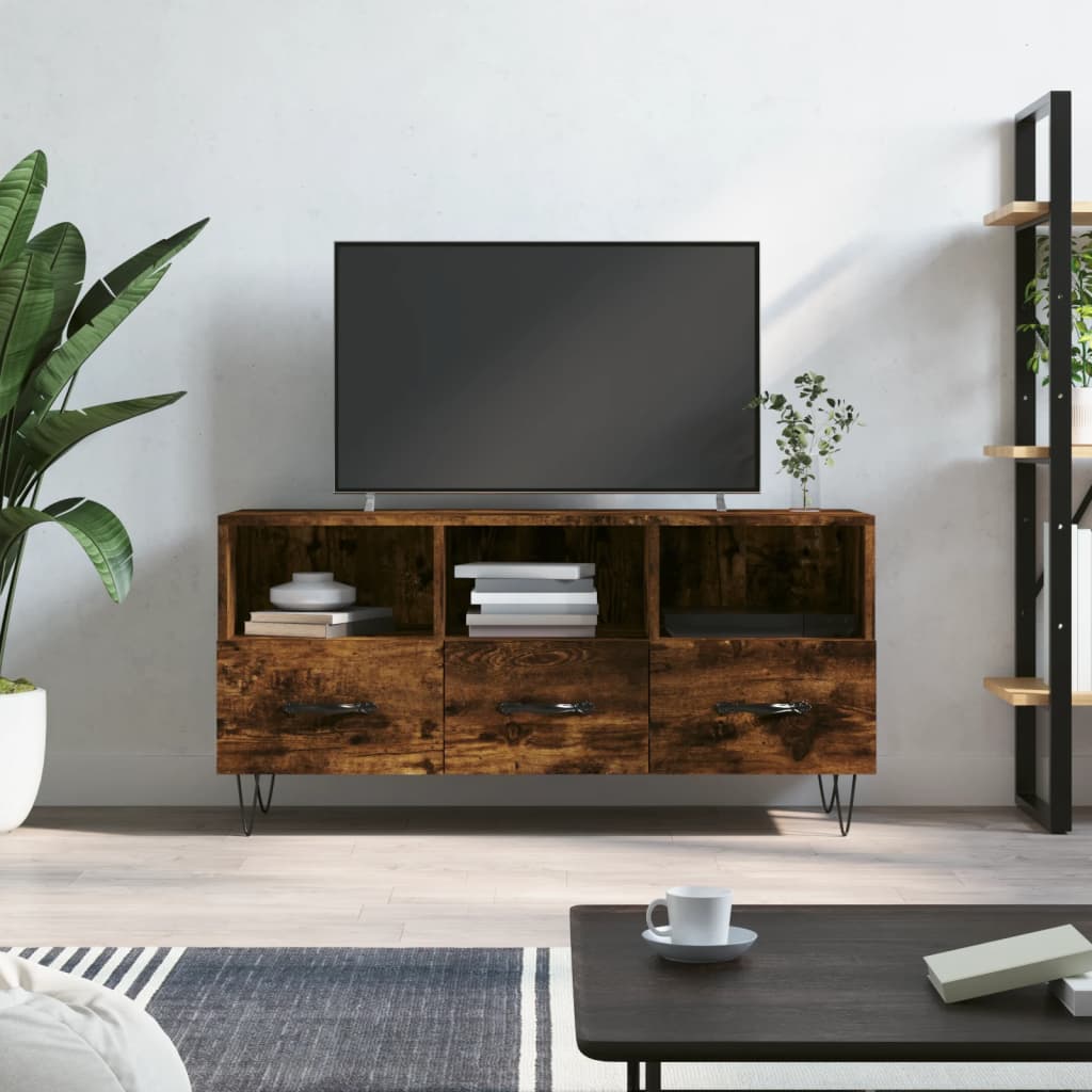 vidaXL Mueble de TV madera de ingeniería roble ahumado 102x36x50 cm