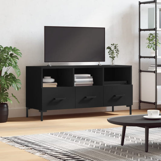 vidaXL Mueble de TV madera de ingeniería negro 102x36x50 cm