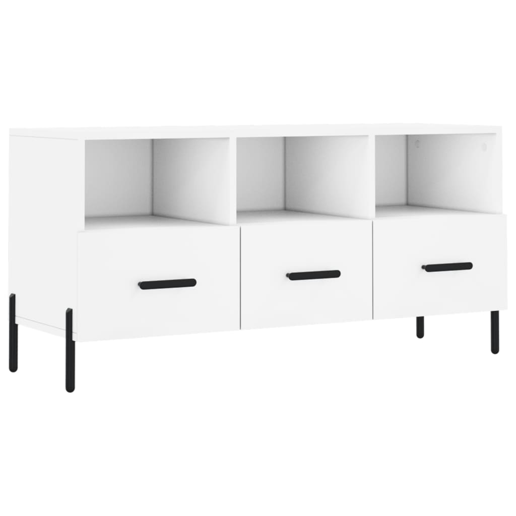 vidaXL Mueble de TV madera de ingeniería blanco 102x36x50 cm