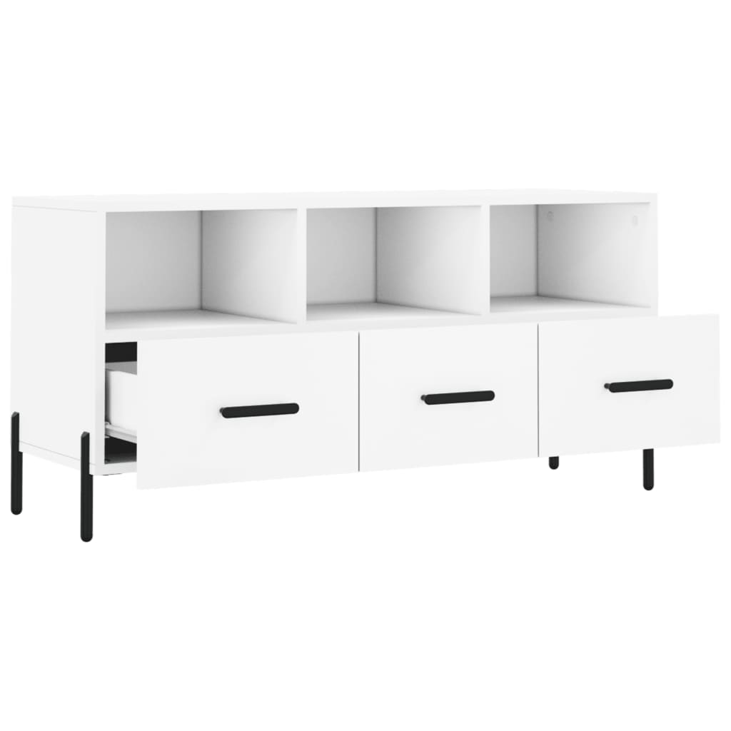 vidaXL Mueble de TV madera de ingeniería blanco 102x36x50 cm