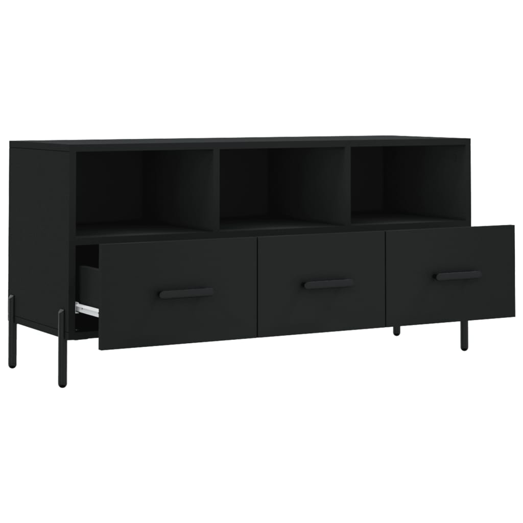 vidaXL Mueble de TV madera de ingeniería negro 102x36x50 cm