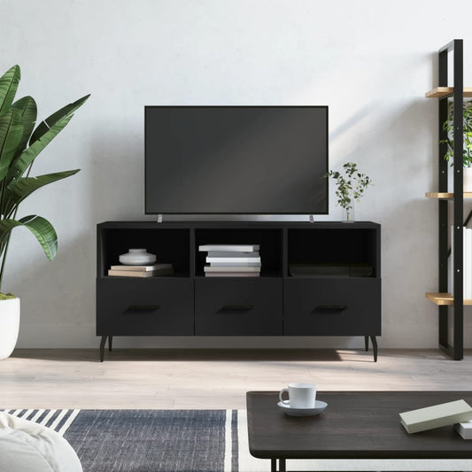 vidaXL Mueble de TV madera de ingeniería negro 102x36x50 cm