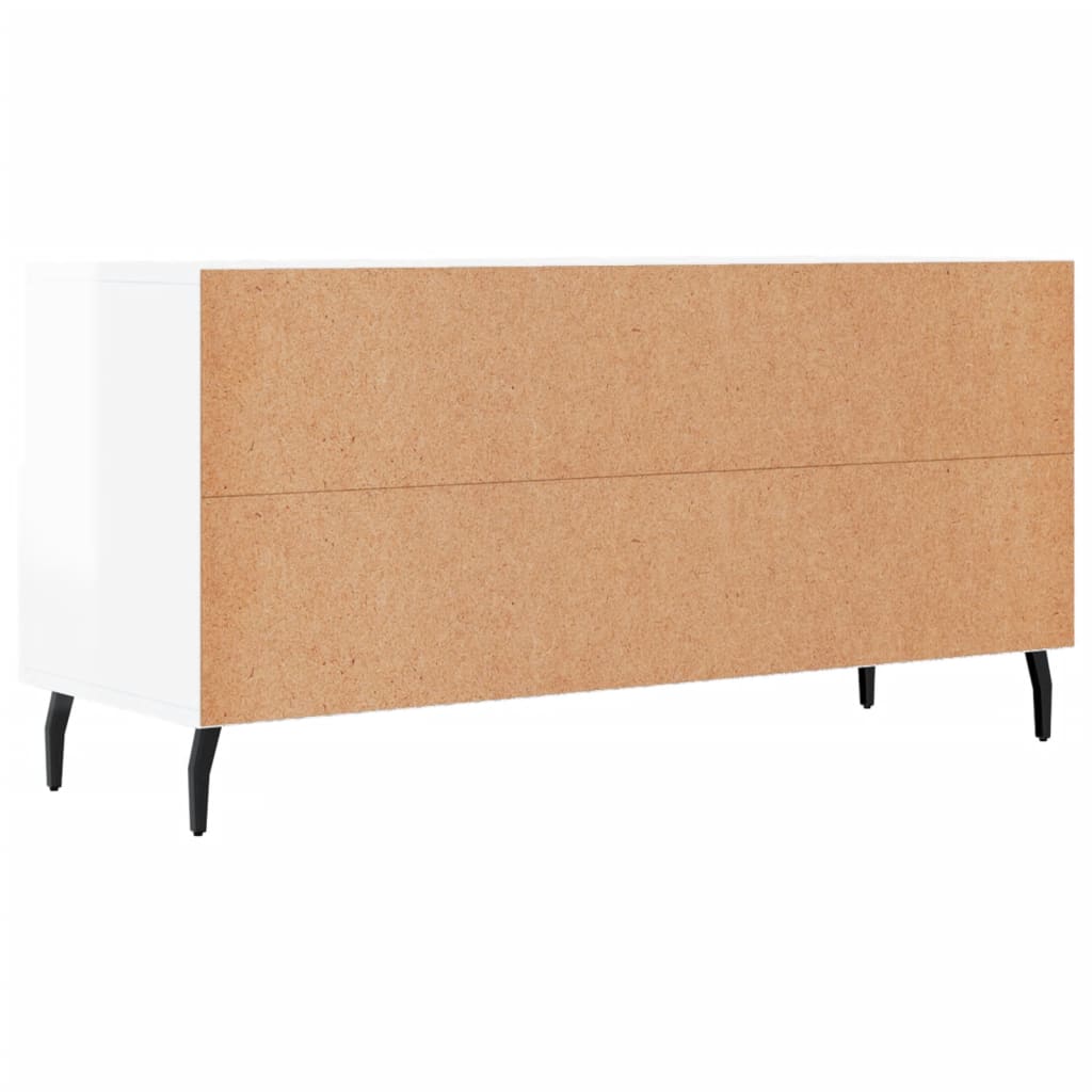 vidaXL Mueble de TV madera contrachapada blanco brillo 102x36x50 cm