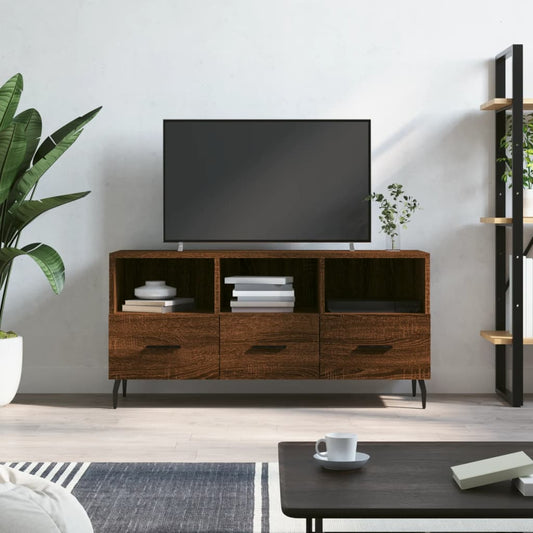 vidaXL Mueble de TV madera de ingeniería marrón roble 102x36x50 cm