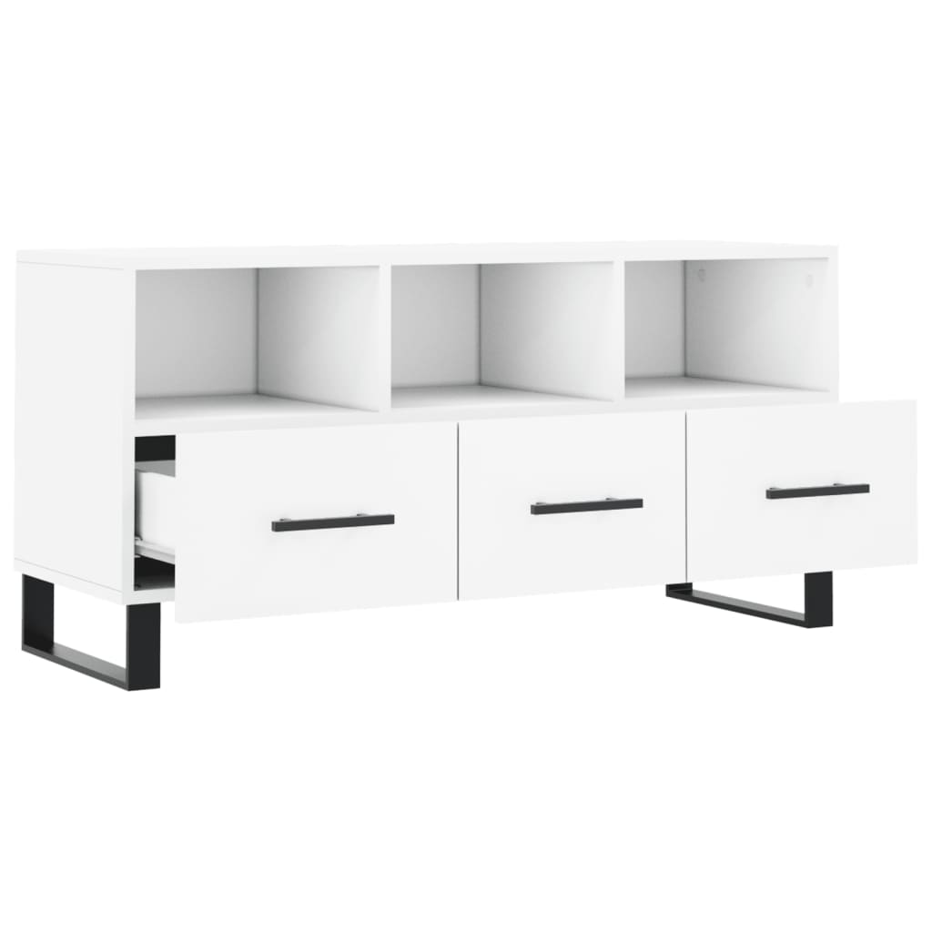 vidaXL Mueble de TV madera de ingeniería blanco 102x36x50 cm