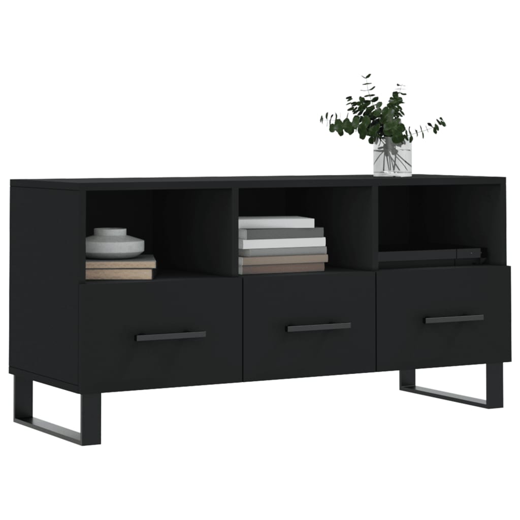 vidaXL Mueble de TV madera de ingeniería negro 102x36x50 cm