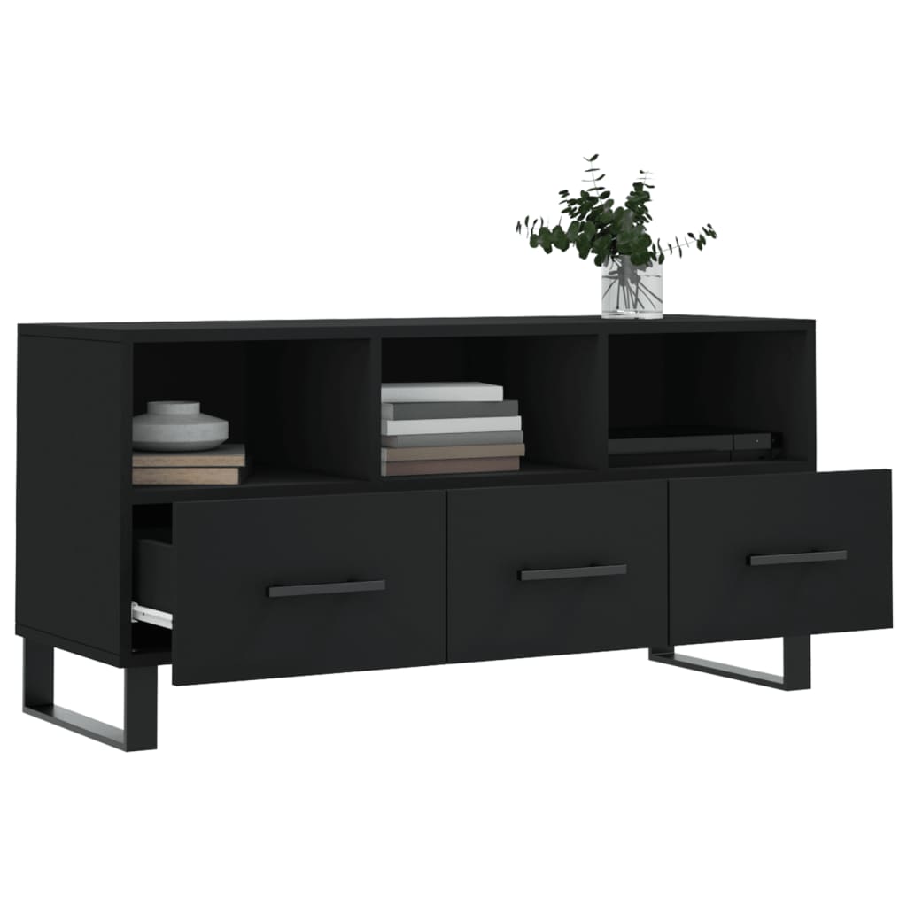 vidaXL Mueble de TV madera de ingeniería negro 102x36x50 cm