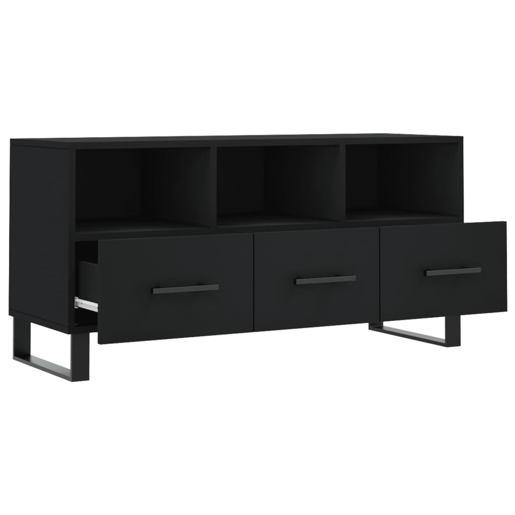 vidaXL Mueble de TV madera de ingeniería negro 102x36x50 cm