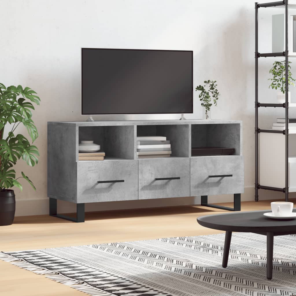 vidaXL Mueble de TV madera de ingeniería gris hormigón 102x36x50 cm