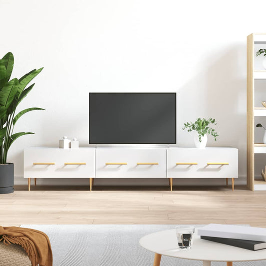 vidaXL Mueble de TV madera de ingeniería blanco brillo 150x36x30 cm