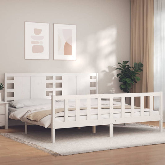 vidaXL Estructura de cama con cabecero madera maciza blanco 200x200cm