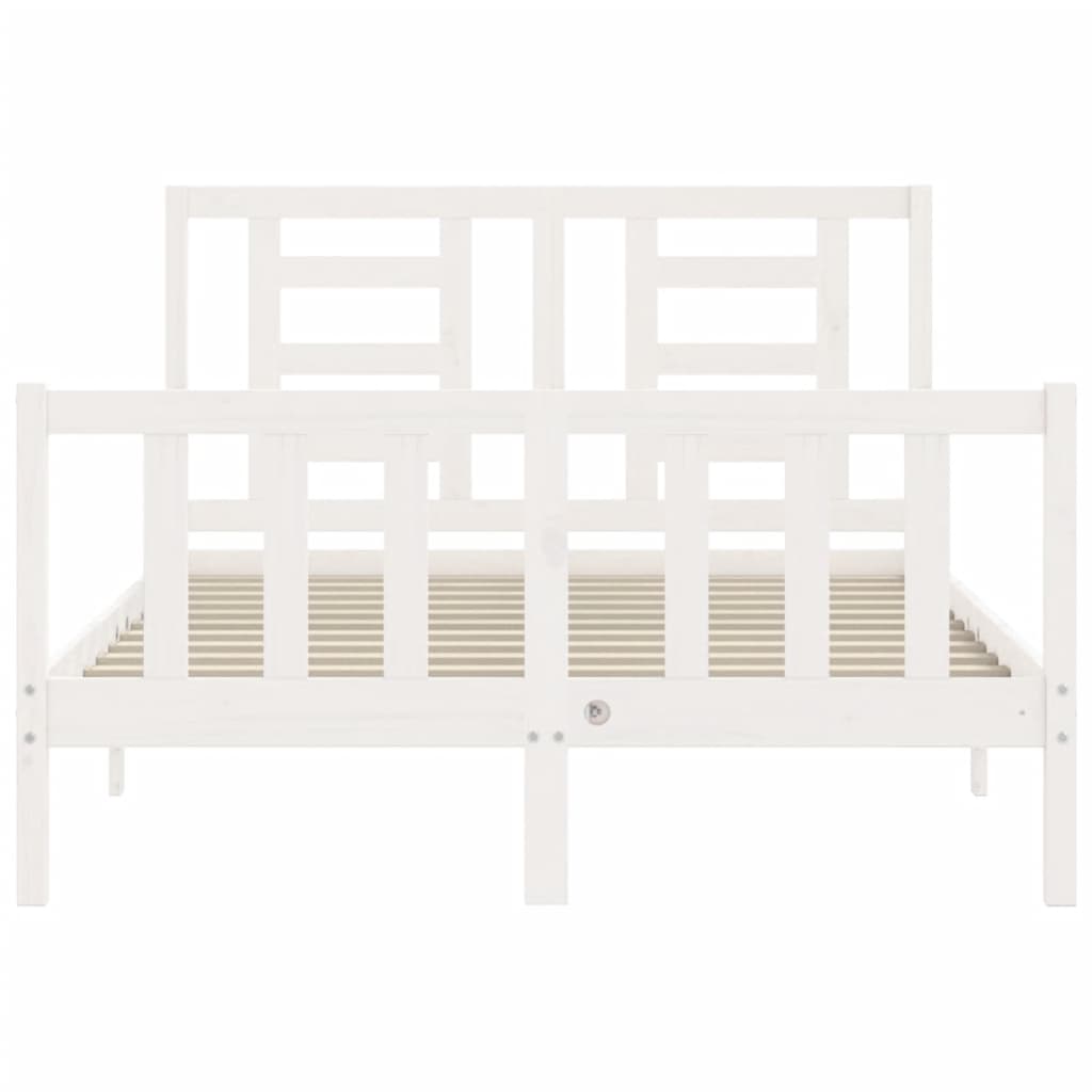 vidaXL Estructura cama de matrimonio con cabecero madera maciza blanco