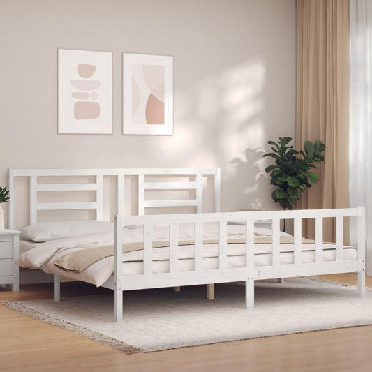 vidaXL Estructura de cama con cabecero madera maciza blanco 200x200 cm