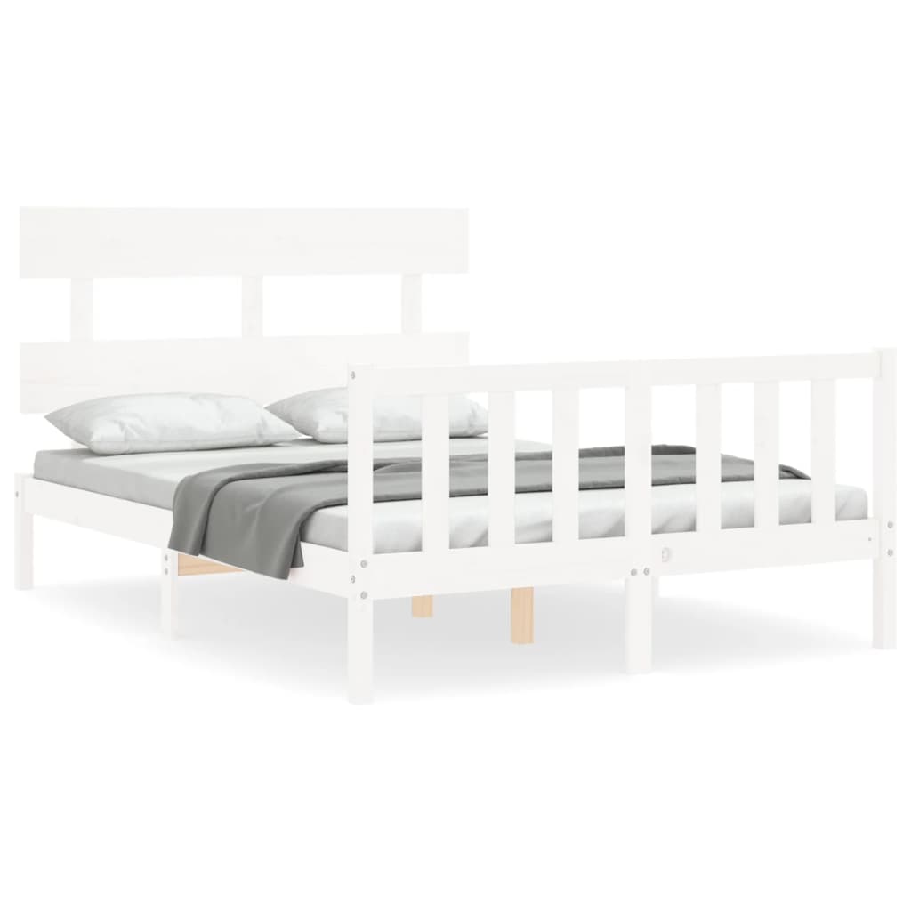 vidaXL Estructura cama metal con cabecero y estribo blanco 135x190 cm –  Bechester