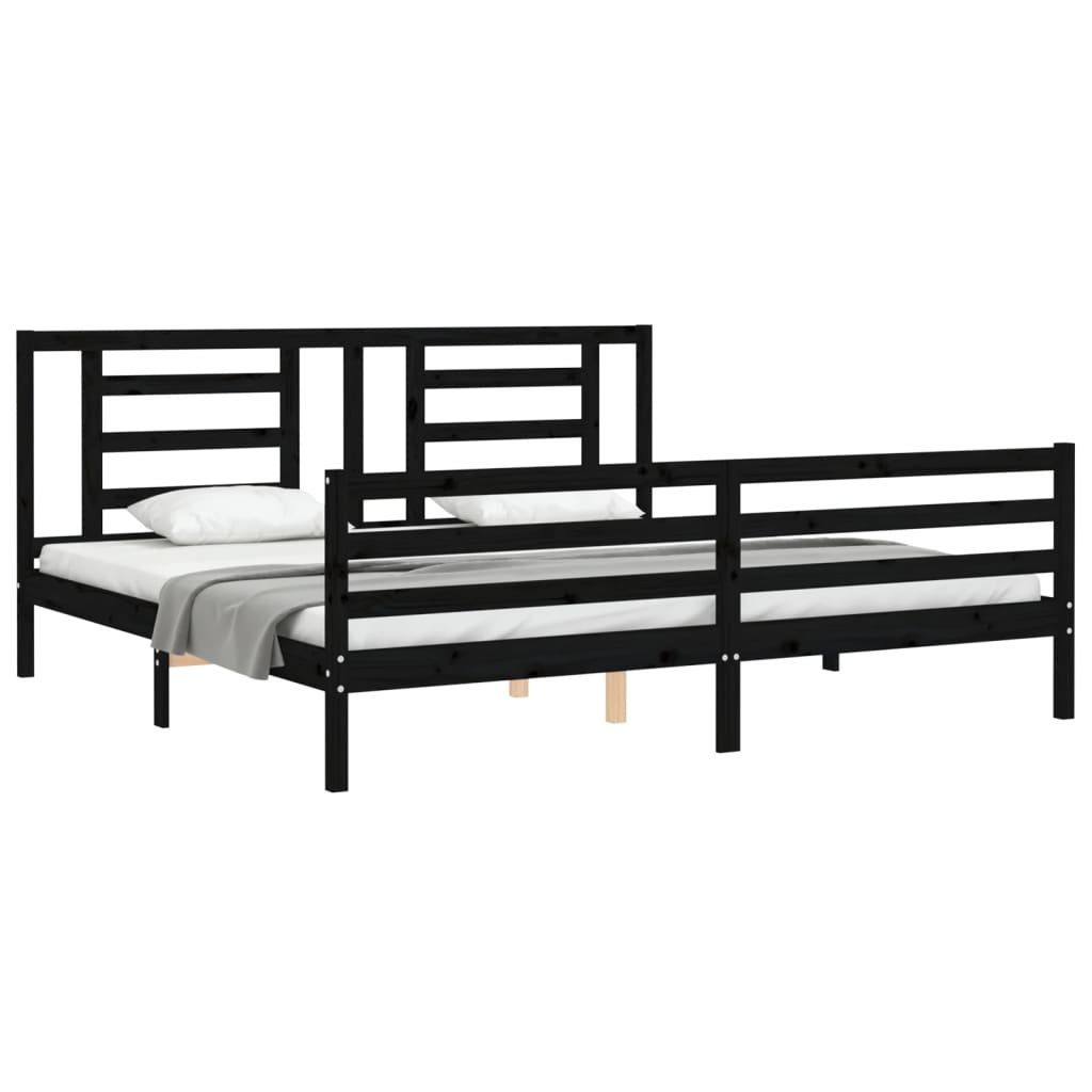 vidaXL Estructura de cama con cabecero madera maciza negro 200x200 cm