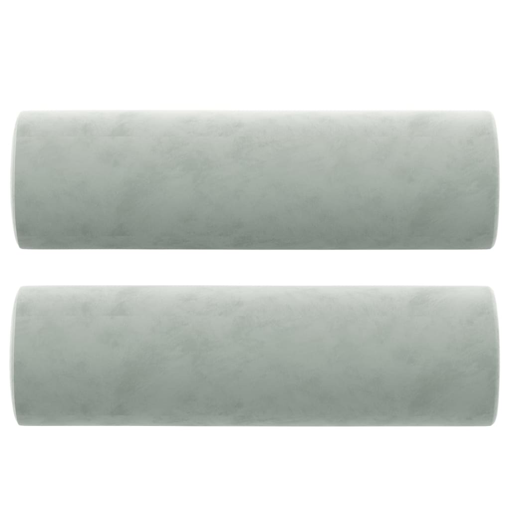 vidaXL Sofá de 3 plazas con cojines terciopelo gris claro 180 cm