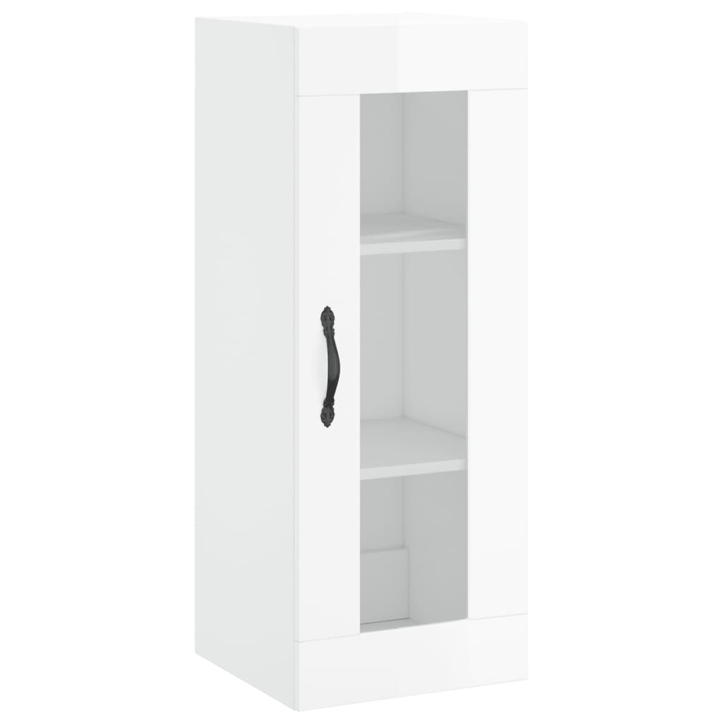 vidaXL Armario de pared blanco brillante 34,5x34x90 cm