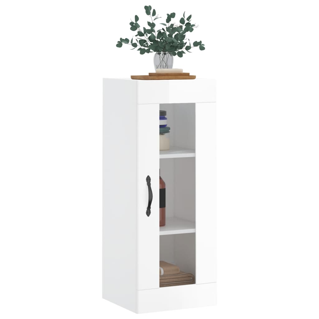 vidaXL Armario de pared blanco brillante 34,5x34x90 cm