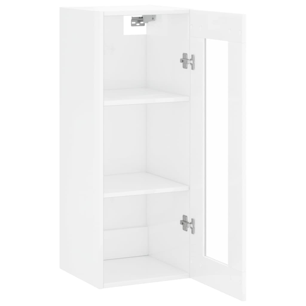 vidaXL Armario de pared blanco brillante 34,5x34x90 cm