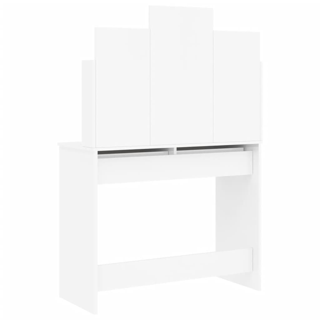 vidaXL Tocador con espejo blanco brillante 96x39x142 cm