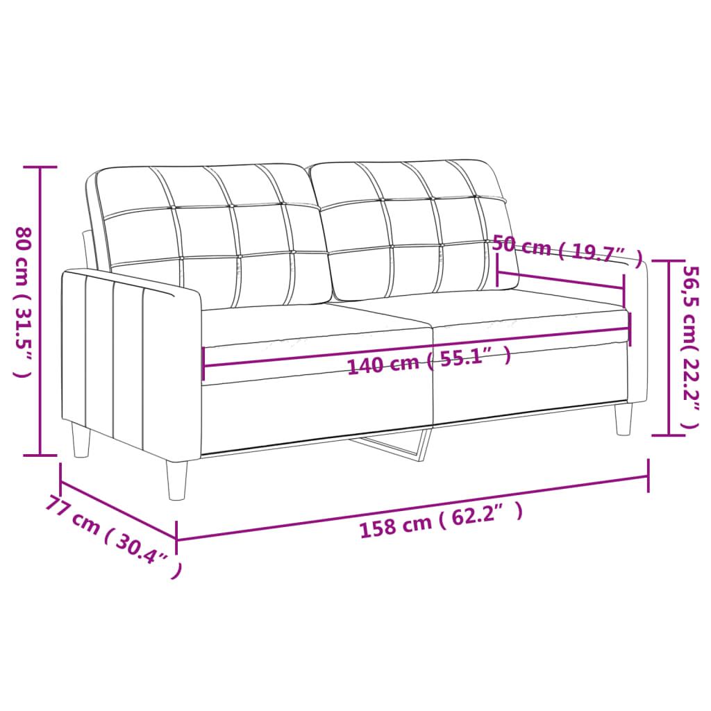 vidaXL Sofá de 2 plazas de tela gris claro 140 cm