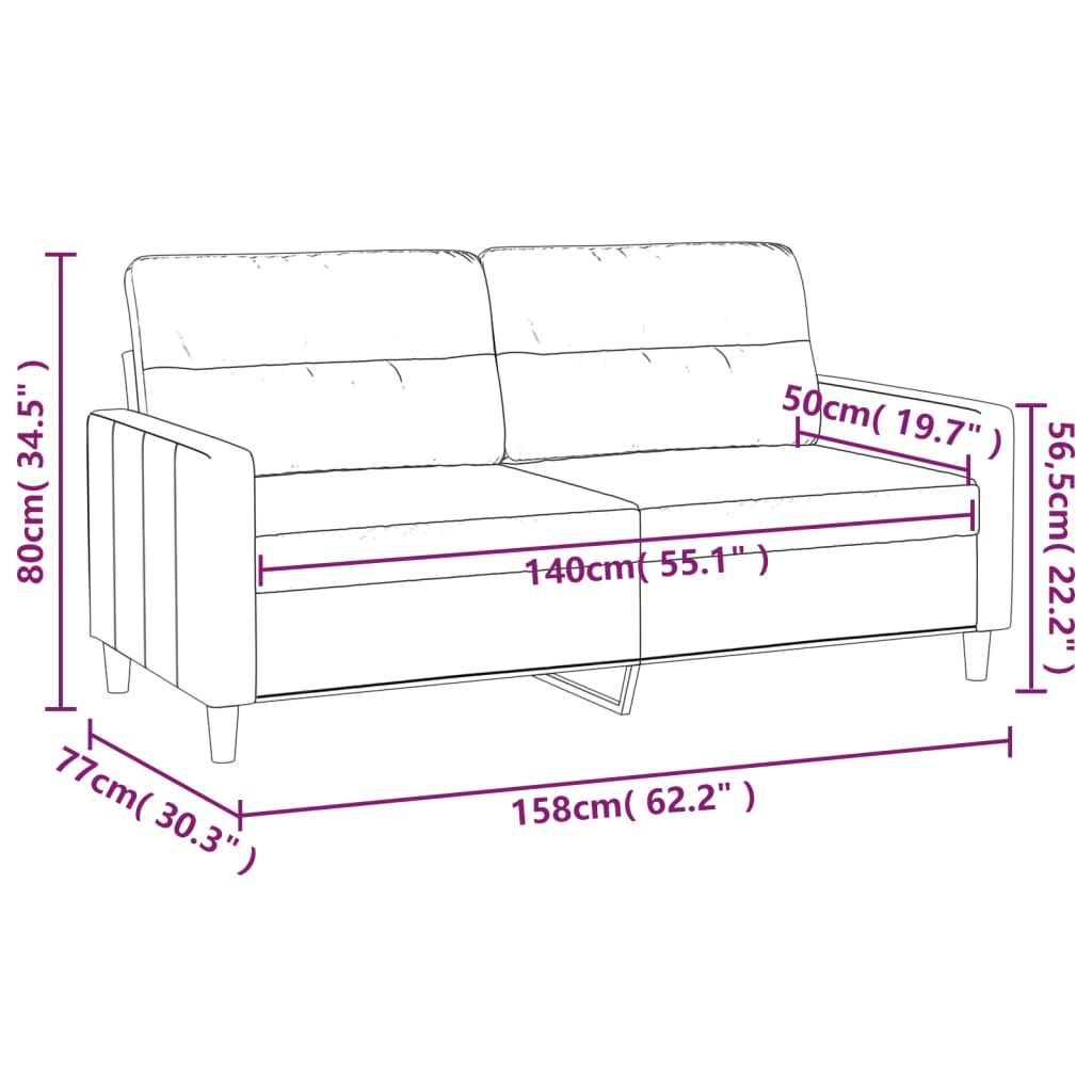 vidaXL Sofá de 2 plazas de tela gris claro 140 cm