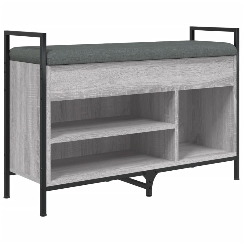 vidaXL Banco zapatero madera de ingeniería gris Sonoma 85,5x32x57,5 cm