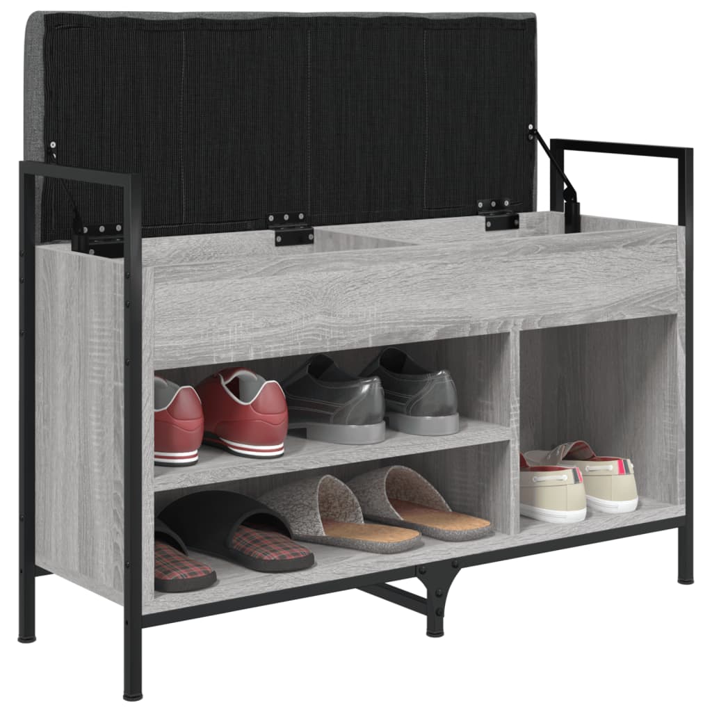 vidaXL Banco zapatero madera de ingeniería gris Sonoma 85,5x32x57,5 cm