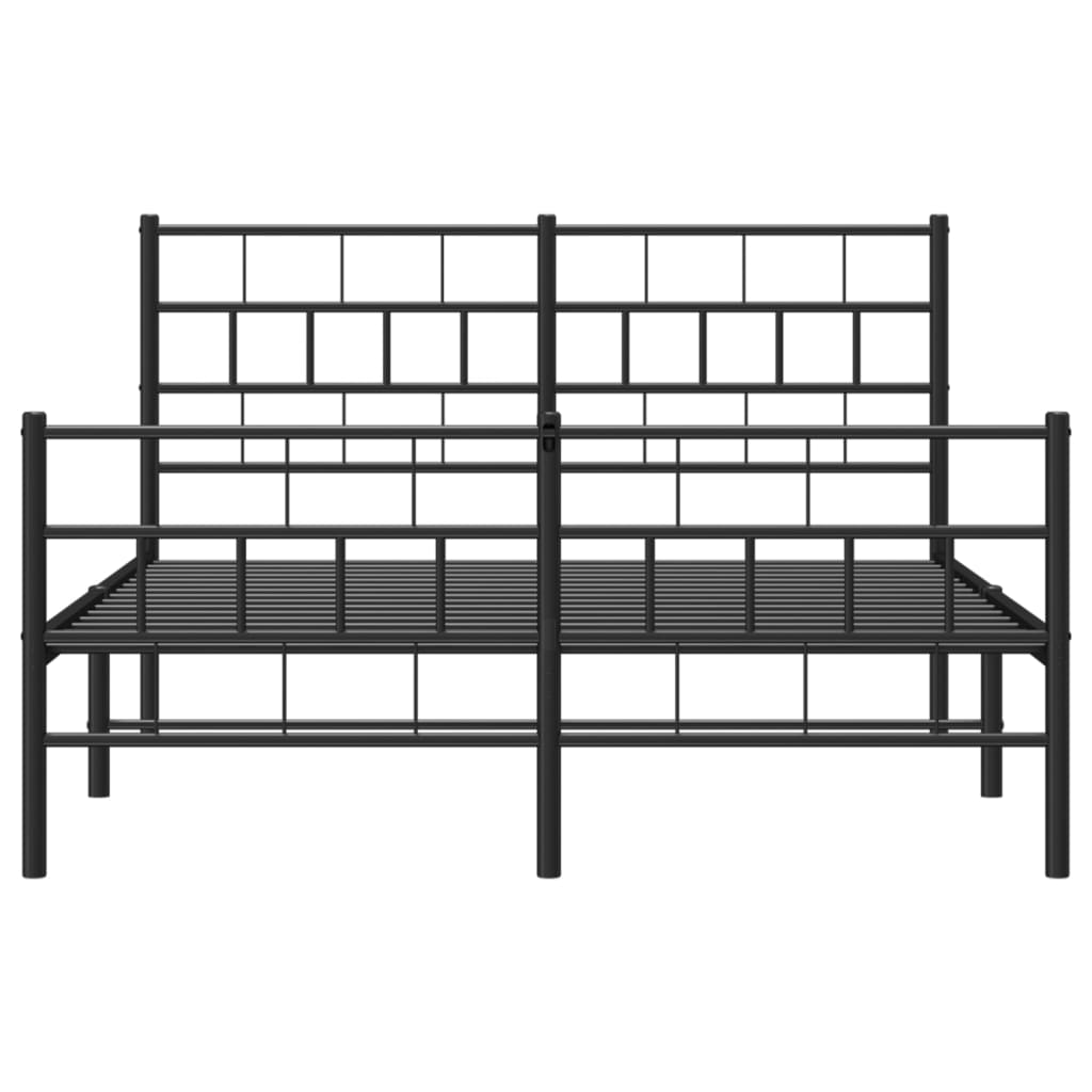 vidaXL Estructura de cama cabecero y estribo metal negro 140x190 cm