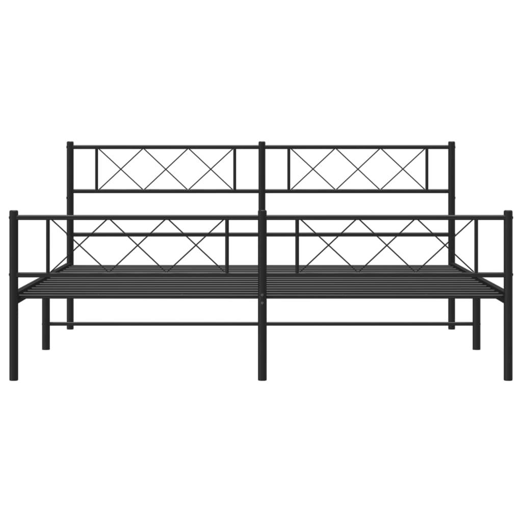 vidaXL Estructura de cama cabecero y estribo metal negro 193x203 cm