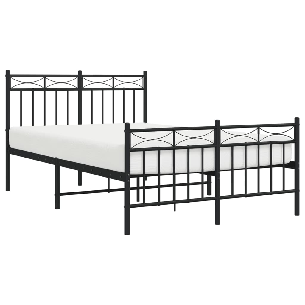 vidaXL Estructura de cama cabecero y estribo metal negro 120x200 cm