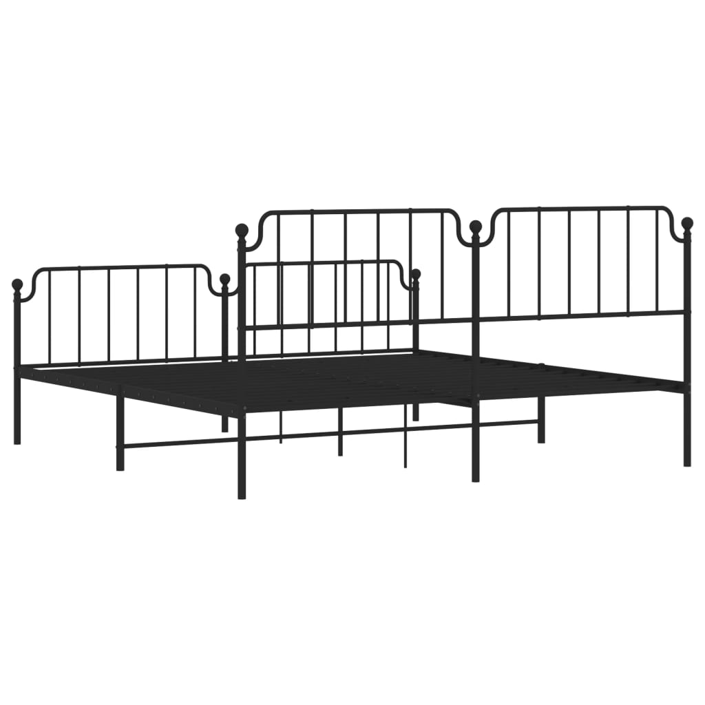 vidaXL Estructura de cama cabecero y estribo metal negro 193x203 cm