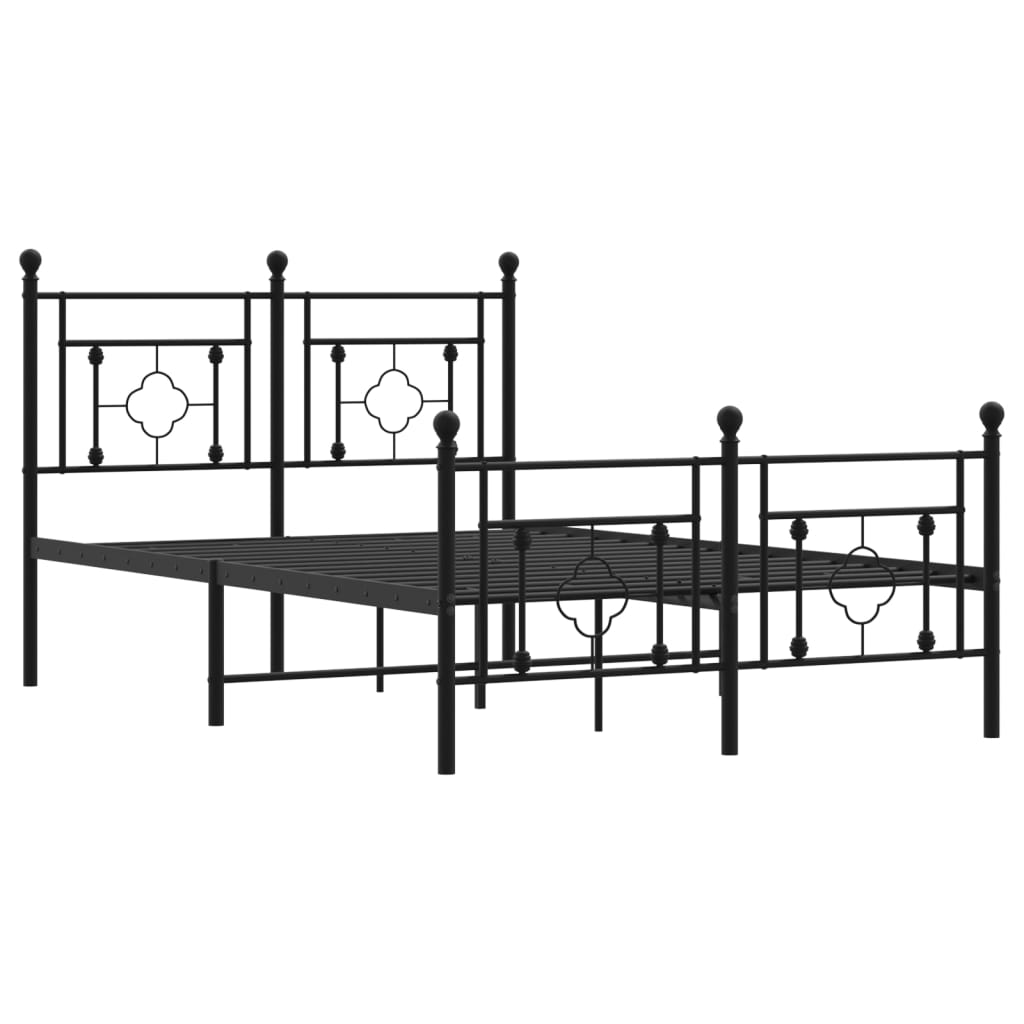 vidaXL Estructura de cama cabecero y estribo metal negro 120x200 cm