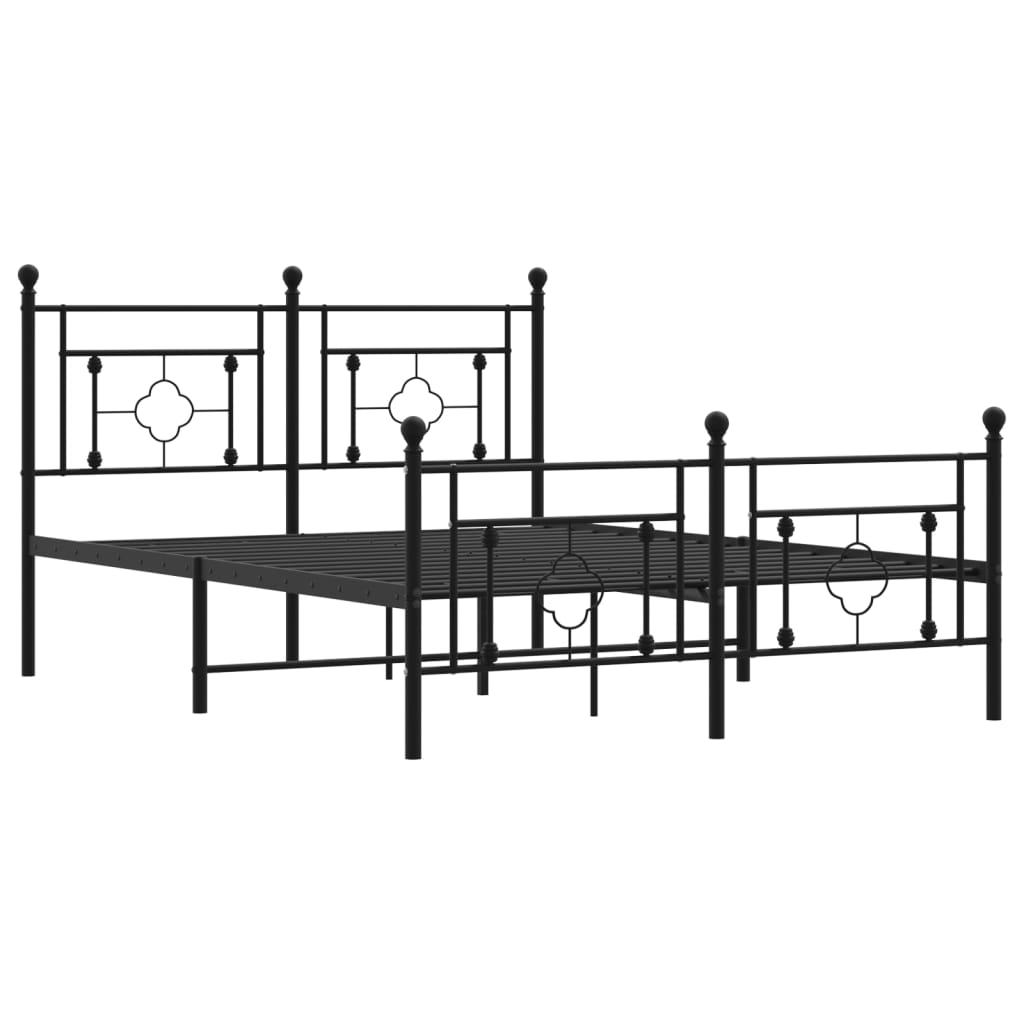 vidaXL Estructura de cama cabecero y estribo metal negro 140x190 cm