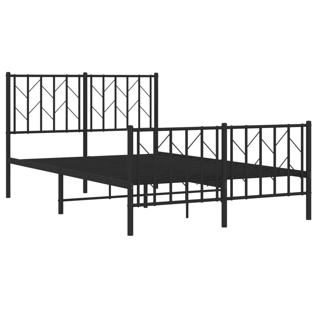 vidaXL Estructura de cama cabecero y pie de cama metal negro 120x200cm