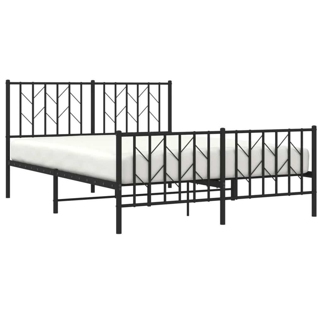 vidaXL Estructura de cama cabecero y pie de cama metal negro 135x190cm