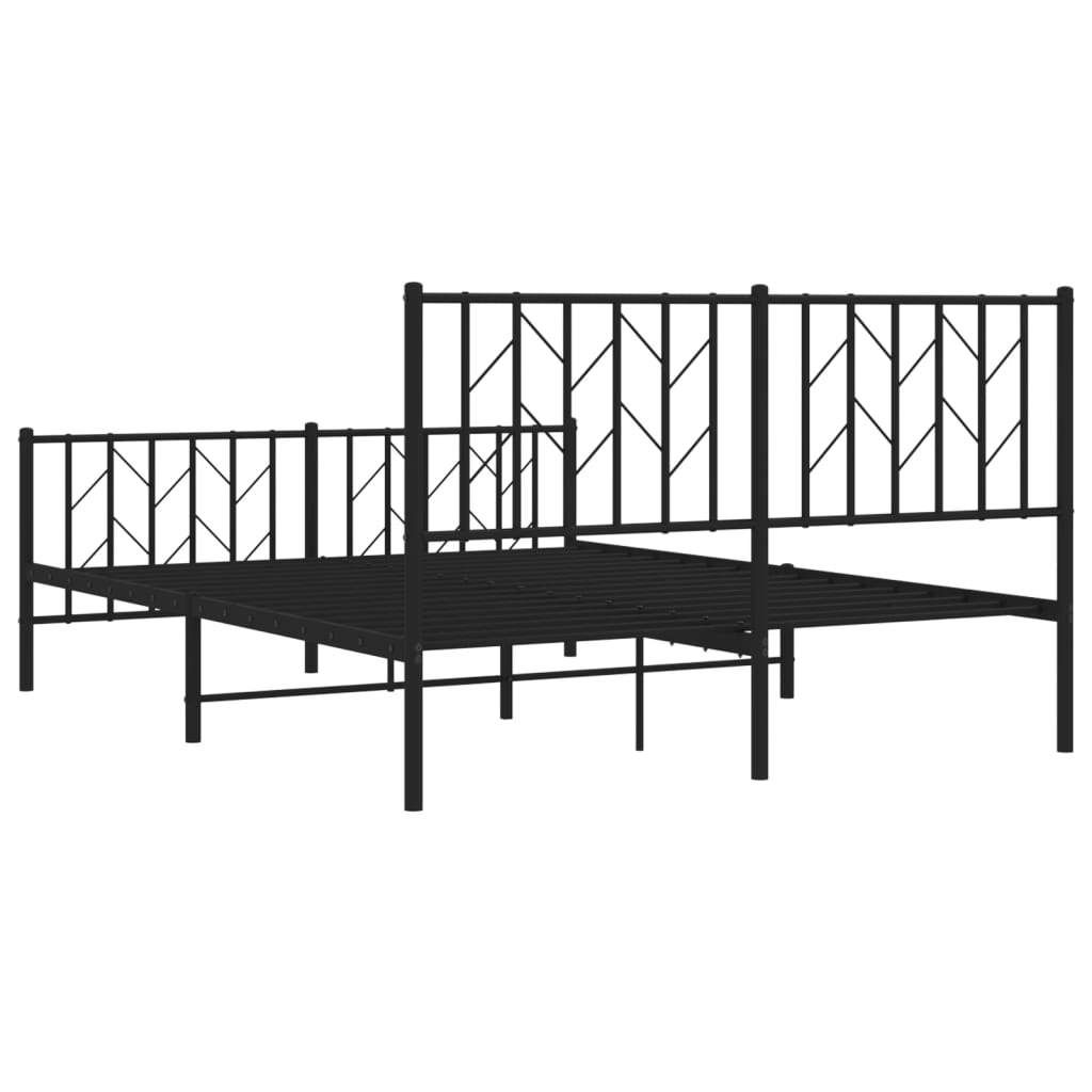 vidaXL Estructura de cama cabecero y pie de cama metal negro 140x190cm