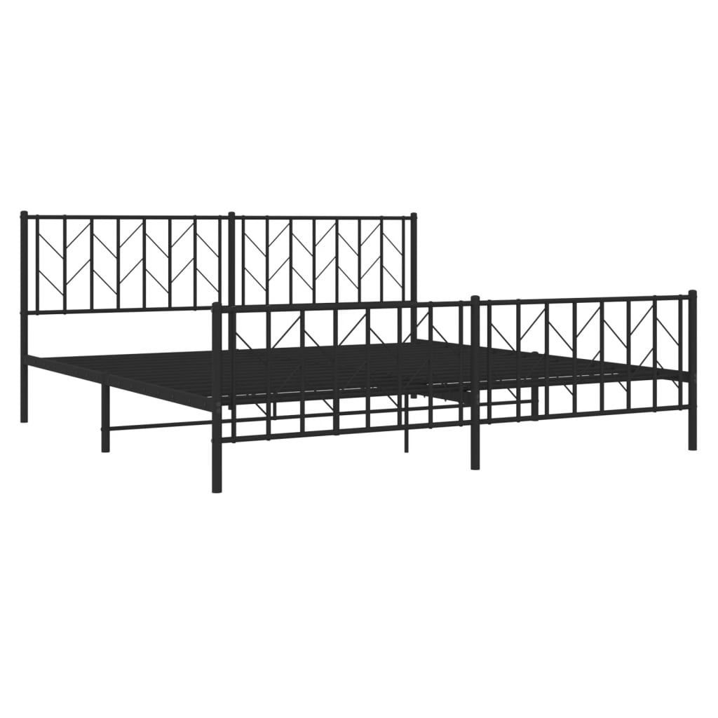 vidaXL Estructura de cama cabecero y pie de cama metal negro 193x203cm